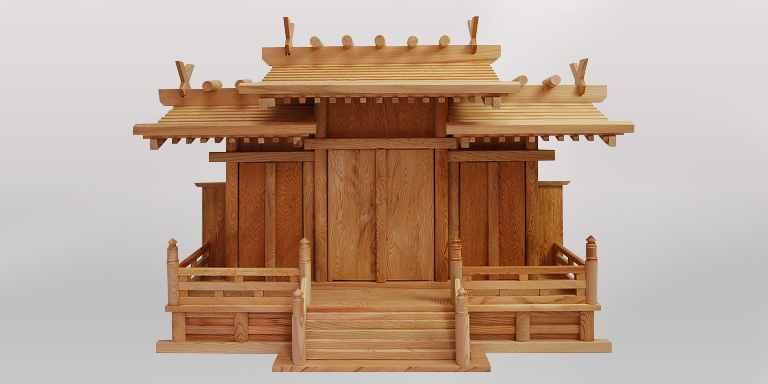 神棚三社　大<br>違い屋根造りの画像